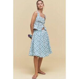 ANTHROPOLOGIE Maeve Drawstring A-Line Cotton Midi Skirt - NWT ($148 Retail)